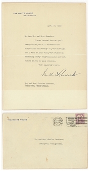 1933 Franklin D. Roosevelt Signed Typed Letter on White House Letterhead With Original Envelope - Including 1935 Franklin D. Roosevelt Military Appointment! (Beckett)